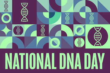 National DNA Day. April 25. Holiday concept. Template for background, banner, card, poster with text inscription. Vector EPS10 illustration.