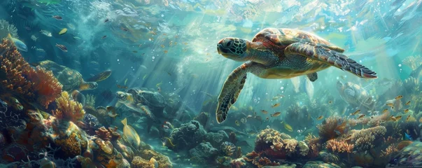 Foto op Canvas sea turtle © megavectors