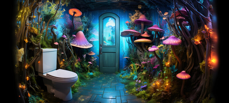 a whimsical bathroom nook that transports you to a fairy tale wonderland, ai generative