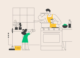 Dads and housework abstract concept vector illustration.