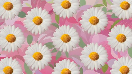 Daisy flowers adorn abstract soft pink flower background