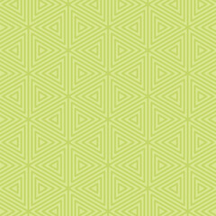 Green ornament with triangles vector illustration. Triangular seamless pattern on isolated background. Abstract pattern sign concept.