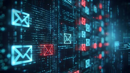 Overwhelming Email Inbox Flooded With Suspicious Digital Notifications and Alerts Indicating Potential Cyber Threats and Risks to Online Security and - obrazy, fototapety, plakaty