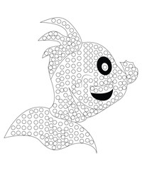 Dot Fish coloring book page for kids and adult