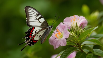 Digital High sharpness image of Aporia crataegi butterfly on flower