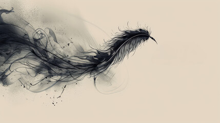 Fototapeta premium A black feathery line with a white background