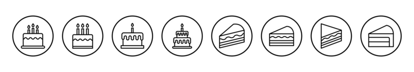 Cake icon vector illustration. Cake sign and symbol. Birthday cake icon - obrazy, fototapety, plakaty