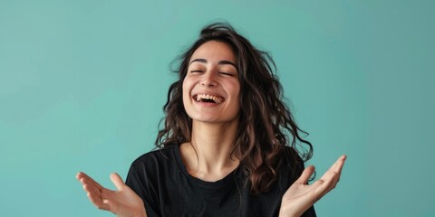 Joyful Middle Eastern Woman Laughing