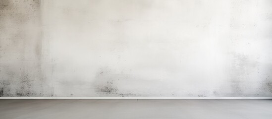 A room with a grey wall and a concrete floor, resembling the color of the sky on a foggy day. The atmosphere is misty and serene