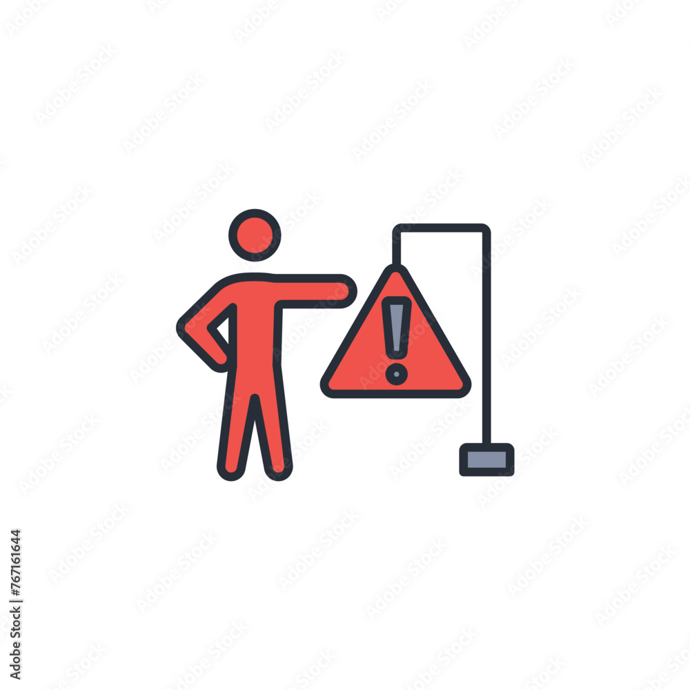 Poster caution icon. vector.editable stroke.linear style sign for use web design,logo.symbol illustration.