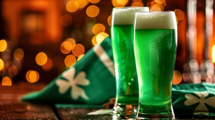 St. Patrick's Day Celebration with Green Beer and Festive Decorations