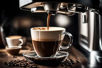Foto op Plexiglas cup of coffee with beans © Ahmad