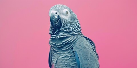 Minimalist Parrot on Pink Background