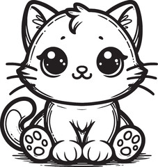 Fototapeta premium cartoon, vector, animal, cat, illustration, coloring, drawing, funny, line, fun, coloring book, children, sketch, pet, cute, lion, art, kitten, love, character, baby, outline, smile, design, comic,bla