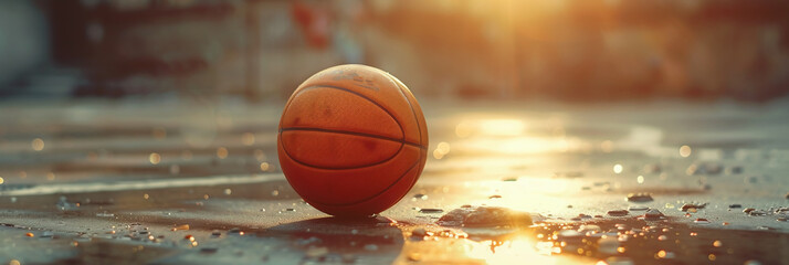 Basketball on urban court. Vintage style - obrazy, fototapety, plakaty