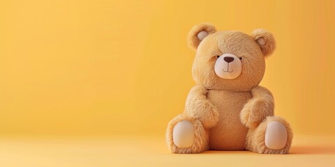 Minimalist Teddy Bear on Yellow Background