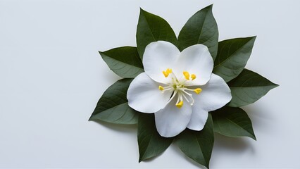 Elegant white jasmine flower isolated on clean white backdrop