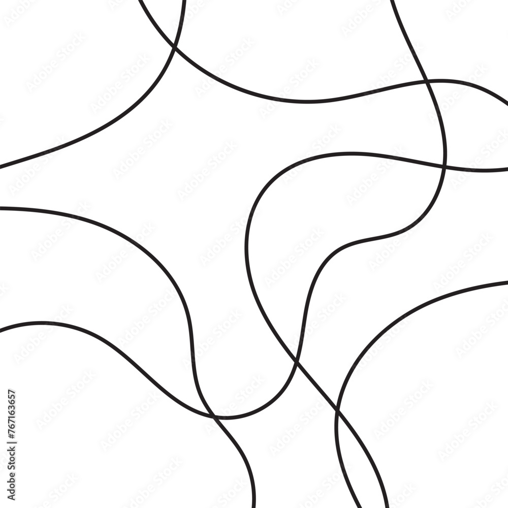 Poster thin line wavy abstract vector background. curve wave seamless pattern. line art striped graphic tem
