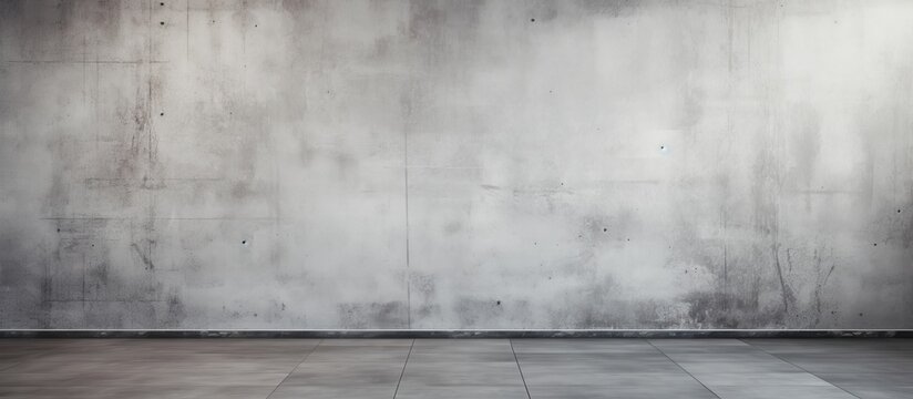 A monochrome photo of an empty room with a hardwood floor, glass wall, and concrete wall. The grey shades create a modern and minimalist look
