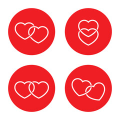 Two heart icon vector in flat style. Double love sign symbol. Romantic greeting concept