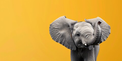 Minimalist Elephant on Yellow