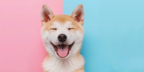 Joyful Dog on Colorful Background