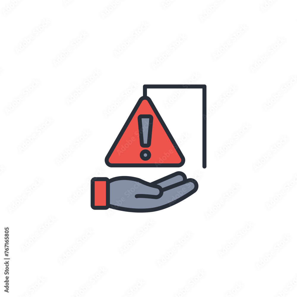 Poster warning icon. vector.editable stroke.linear style sign for use web design,logo.symbol illustration.