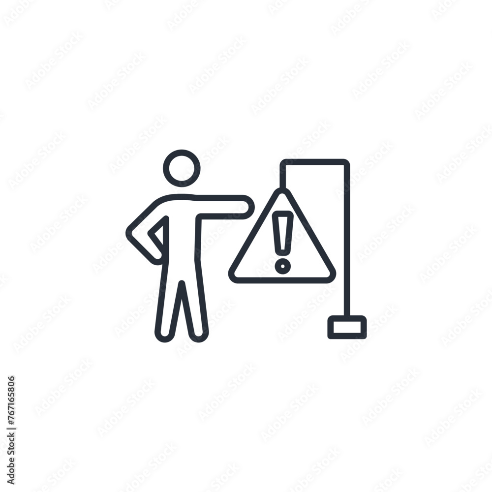 Poster warning icon. vector.editable stroke.linear style sign for use web design,logo.symbol illustration.