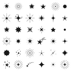 Stars line art. Set of star icons. Sparkle Star icons. 2024. Vector illustration