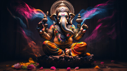 Lord Ganesha, the celebration of Ganesh. Generative AI - obrazy, fototapety, plakaty