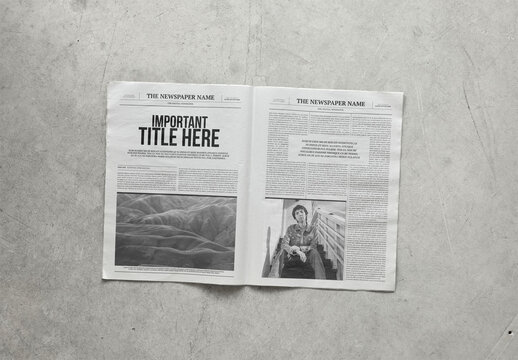 Mockup of customized open newspaper