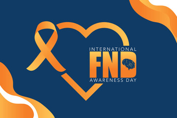 FND (functional neurological disorders) Awareness Day vector illustration. Brain and ribbon banner. use to background, banner, placard, card, and poster design template with text inscription