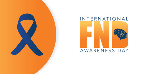 FND (functional neurological disorders) Awareness Day vector illustration. Brain and ribbon banner. use to background, banner, placard, card, and poster design template with text inscription