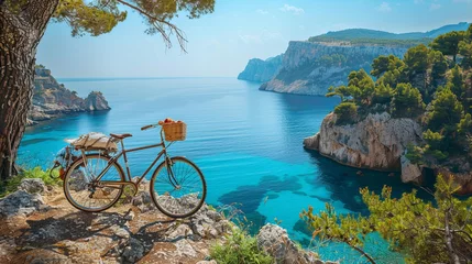 Tuinposter Embark on a breathtaking cycling journey along the picturesque Mediterranean coast © RECARTFRAME CH