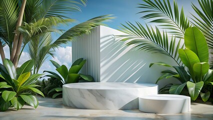 White Marble 3D Podium Display