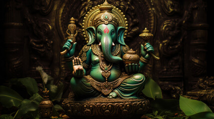 Fototapeta premium Lord Ganesha, the celebration of Ganesh. Generative AI