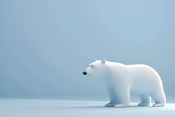 Adorable Polar Bear in Serene Arctic Landscape with Minimalist Background
