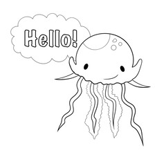 Coloring page: Hello Emerald Jellyfish
