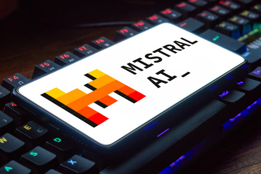 March 25, 2024, Brazil. In this photo illustration, the Mistral AI logo is displayed on a smartphone screen.