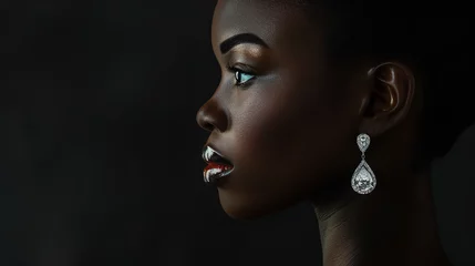 Foto op Aluminium An African American woman with regal poise, depicted in a dignified profile view © Nate