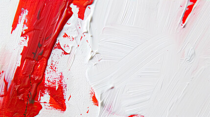 Abstract background with oil painting strokes, a white and red color palette, a white paper background, colorful paint brushstrokes, blurred, stylish, artistic, modern, minimalistic, vibrant colors