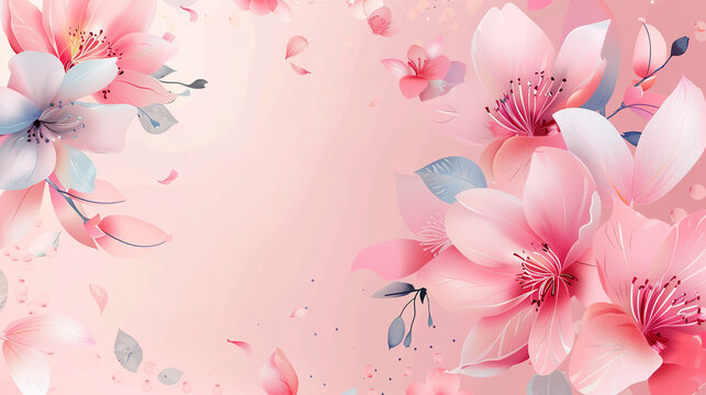 beautiful flowers invitation card light pink background.vector illustration