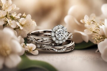 wedding rings and flower