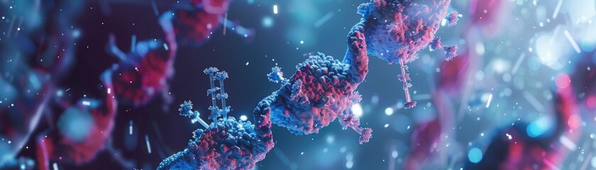 A futuristic view of chromosomal engineering, hinting at the potential for gene editing and custom genetics  3D illustration