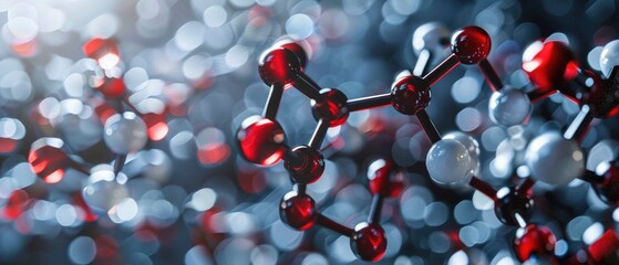 Artistic rendition of a caffeine molecule, emphasizing its complex structure and the arrangement of carbon, hydrogen, nitrogen, and oxygen atoms  3D illustration