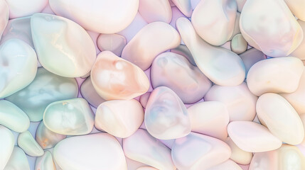 A closeup of colorful pastel pebbles, arranged in an artistic pattern, creating a visually appealing and calming background for mobile phone screensaver or wallpaper. The soft hues create a soothing e