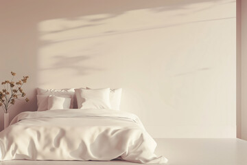Minimalist Bedroom Interior Design, Neutral Tones, Cozy Bedding, Modern Aesthetics