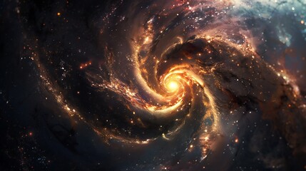Majestic spiral galaxies set against a cosmic backdrop in a breathtaking celestial scene.