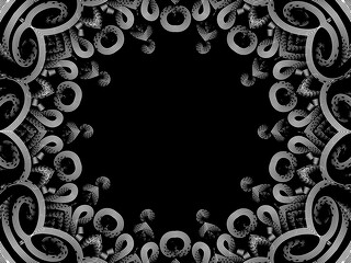Black and white caleidoscope classic gradient flower art pattern of traditional tenun batik ethnic dayak ornament for wallpaper ads background sticker or clothing	