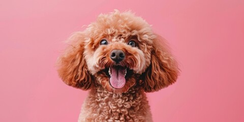 Happy Poodle on Pink Background